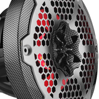 DS18 Hybrid Marine Speaker w/ Driver And RGB LED 6.5in 2-Way 250 Watts RMS 4 ohm Crbn Fiber w/ Cover