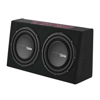 DS18 Dual 10in Shallow Enclosure w/ Subwoofer 350 Watts RMS Sealed Black Carpet