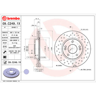 Brembo OE 2017 Hyundai Elantra/14-18 Kia Forte/14-24 Soul Drilled Xtra Brake Disc - Front