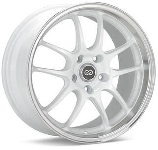 Enkei PF01SS 17x9 5x114.3 60mm Offset 75mm Bore Diameter White w/ Machined Lip Wheel
