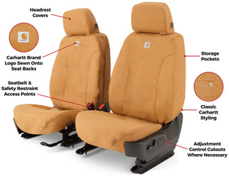 Covercraft 2024+ Ford Ranger SuperCrew Carhartt SeatSaver Custom Front Row Seat Covers - Brown