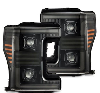 AlphaRex 17-19 Ford F-250/350/450/550 Super Duty PRO-Series Proj Headlights Alpha-Bk w/SS & DRL