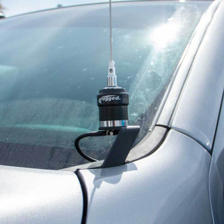 Rugged Radios A-Pillar Antenna Mount (Ford F-Series Chevy Silverado Dodge Ram) w/ Adapter Plate