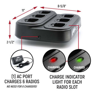 Rugged Radios 6-Pack Bank Charger for Handheld Radios RDH16