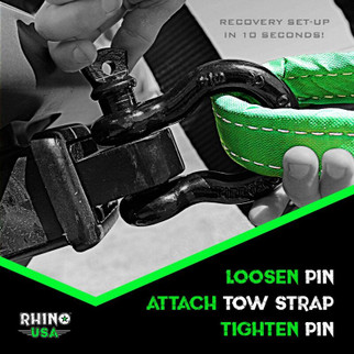 Rhino USA Shackle Hitch Receiver W/ D-Ring (Green)