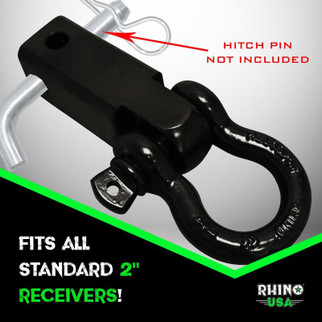 Rhino USA Shackle Hitch Receiver W/ D-Ring (Green)
