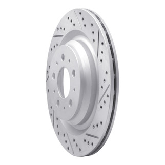 R1 17-25 Tesla Model Y Rear Right Drilled & Slotted Geo-Carbon Rotor