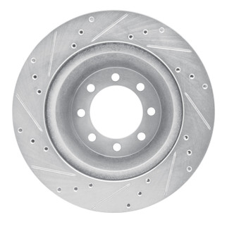 R1 68-76 Ford E-350 Econoline Front Left Drilled & Slotted Silver Brake Rotor