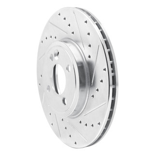 R1 02-06 Mini Cooper (Excl Clubman) Front Right Drilled & Slotted Silver Brake Rotor