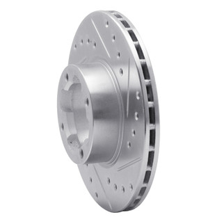 R1 83-89 Subaru BRAT Front Right Drilled & Slotted Silver Brake Rotor