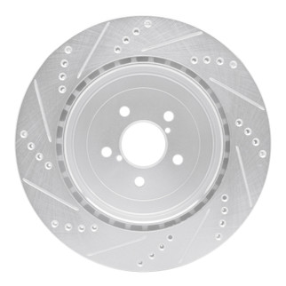 R1 03-04 Subaru Impreza Rear Right Drilled & Slotted Silver Brake Rotor