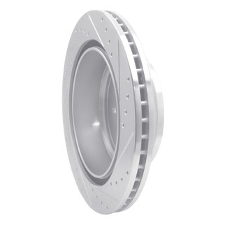 R1 16-24 Nissan Titan XD Rear Left Drilled & Slotted Silver Brake Rotor