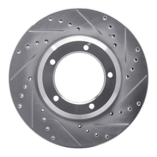 R1 90-16 Land Rover Range Rover Front Right Drilled & Slotted Silver Brake Rotor