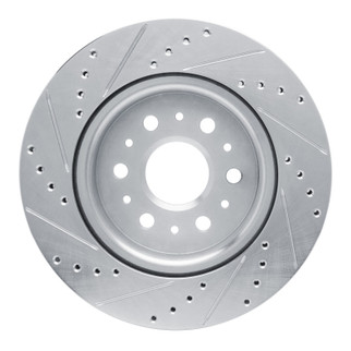 R1 17-25 Buick Enclave Rear Right Drilled & Slotted Silver Brake Rotor
