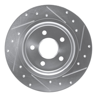 R1 04-13 Volvo C70 Rear Left Drilled & Slotted Silver Brake Rotor