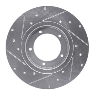 R1 74-99 Land Rover Defender 110 Front Right Drilled & Slotted Silver Brake Rotor