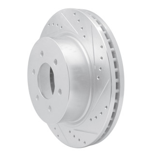 R1 16-24 Nissan Titan XD Front Right Drilled & Slotted Silver Brake Rotor