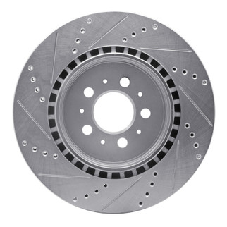 R1 04-07 Volvo S60 Rear Right Drilled & Slotted Silver Brake Rotor