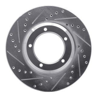 R1 90-16 Land Rover Defender 90 Front Left Drilled & Slotted Silver Brake Rotor
