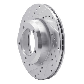 R1 90-16 Land Rover Defender 90 Front Left Drilled & Slotted Silver Brake Rotor