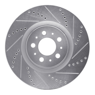 R1 04-07 Volvo V70 Front Right Drilled & Slotted Silver Brake Rotor