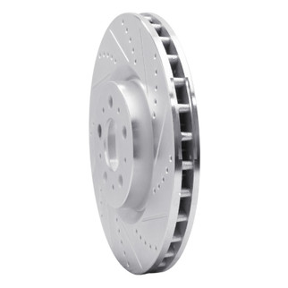 R1 04-07 Volvo V70 Front Right Drilled & Slotted Silver Brake Rotor