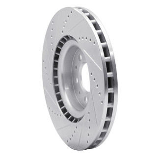 R1 04-07 Volvo V70 Front Right Drilled & Slotted Silver Brake Rotor