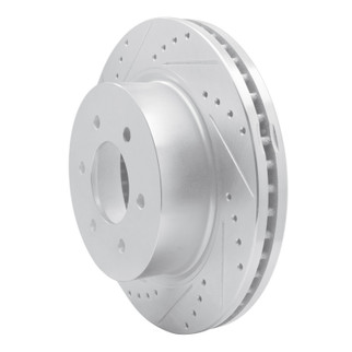 R1 16-24 Nissan Titan XD Front Left Drilled & Slotted Silver Brake Rotor