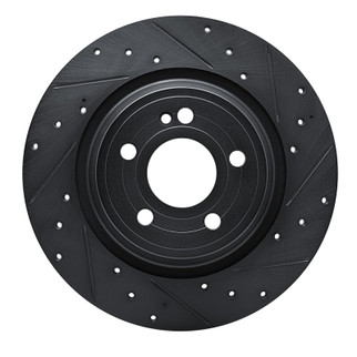R1 20-25 Mercedes-Benz EQB 300 Rear Right Drilled & Slotted Black Brake Rotor