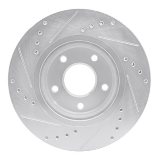 R1 14-23 Nissan Rogue Front Right Drilled & Slotted Silver Brake Rotor