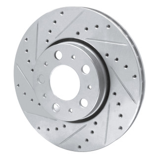 R1 99-09 Volvo S80 Front Left Drilled & Slotted Silver Brake Rotor
