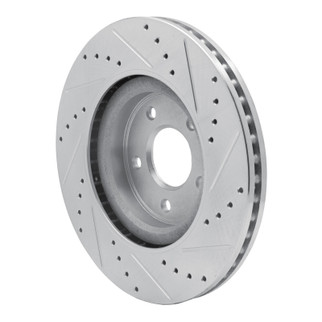 R1 13-25 Infiniti Q50 Front Left Drilled & Slotted Silver Brake Rotor