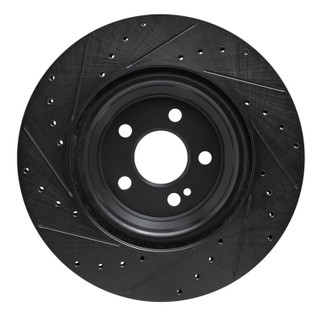 R1 20-26 Mercedes-Benz GLE53 AMG Rear Right Drilled & Slotted Black Brake Rotor