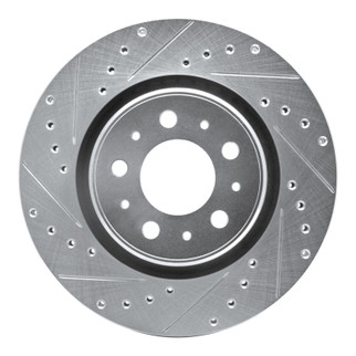 R1 98-04 Volvo C70 Front Left Drilled & Slotted Silver Brake Rotor