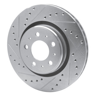 R1 98-04 Volvo C70 Front Left Drilled & Slotted Silver Brake Rotor