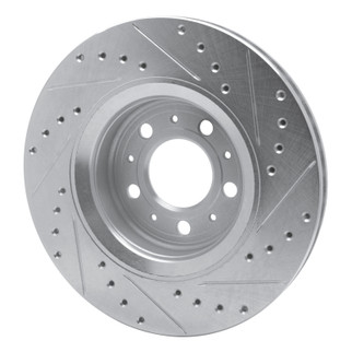 R1 98-04 Volvo C70 Front Left Drilled & Slotted Silver Brake Rotor
