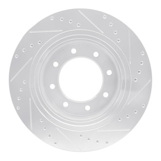 R1 12-21 Nissan NV1500 Front Left Drilled & Slotted Silver Brake Rotor