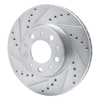 R1 91-95 Volvo 740 Front Left Drilled & Slotted Silver Brake Rotor