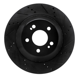 R1 15-21 Mercedes-Benz S550 Rear Right Drilled & Slotted Black Brake Rotor