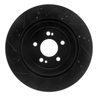 R1 15-21 Mercedes-Benz S550 Rear Right Drilled & Slotted Black Brake Rotor