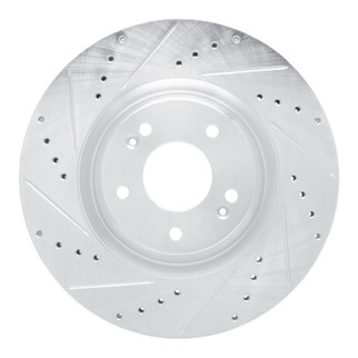 R1 19-22 Hyundai Veloster N Front Left Drilled & Slotted Silver Brake Rotor
