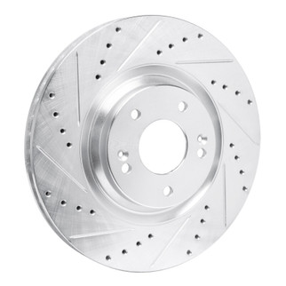 R1 19-22 Hyundai Veloster N Front Left Drilled & Slotted Silver Brake Rotor