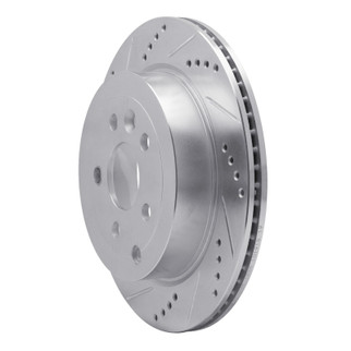 R1 08-12 Land Rover LR2 Rear Left Drilled & Slotted Silver Brake Rotor