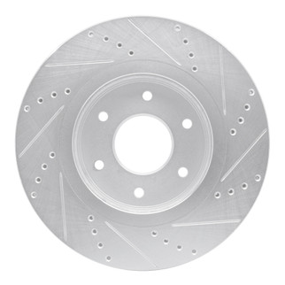 R1 05-07 Infiniti QX56 Front Left Drilled & Slotted Silver Brake Rotor