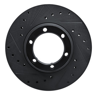 R1 81-87 Dodge D50 Front Left Drilled & Slotted Black Brake Rotor