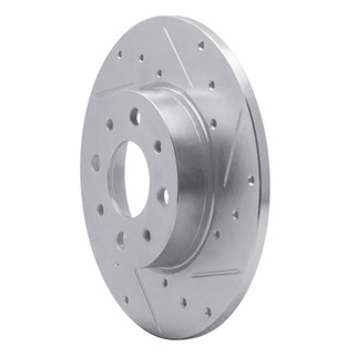 R1 13-19 Fiat 500E Rear Right Drilled & Slotted Silver Brake Rotor