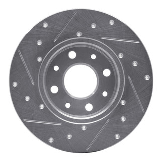 R1 13-19 Fiat 500E Rear Right Drilled & Slotted Silver Brake Rotor