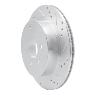 R1 05-12 Nissan Pathfinder Rear Right Drilled & Slotted Silver Brake Rotor