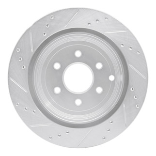 R1 05-12 Nissan Pathfinder Rear Right Drilled & Slotted Silver Brake Rotor