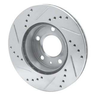 R1 82-90 Volvo 760 Series Front Right Drilled & Slotted Silver Brake Rotor